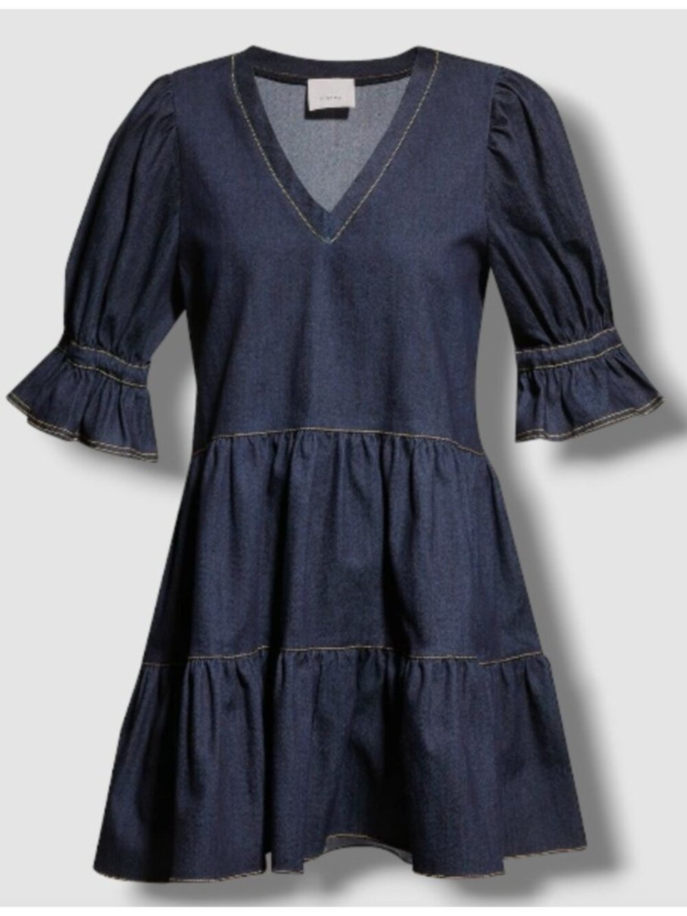 Cinq a Sept Women's Blue Karol Tiered Denim Mini Dress Size 10